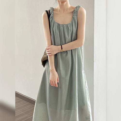 ◈[당일발송] 심플 레이온 나시 원피스