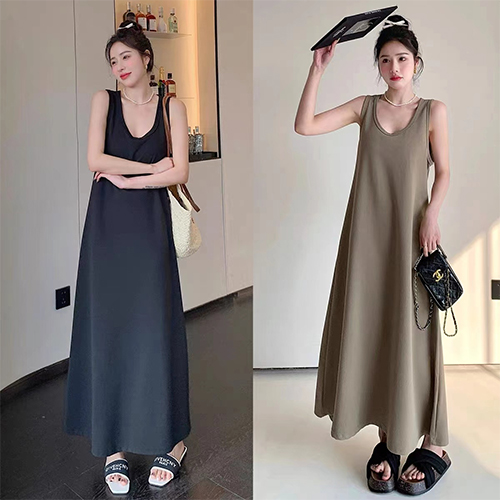 데일리 슬리브리스 롱 원피스