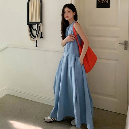 [당일발송]★금요특가 자정마감 50%★썸머 블루 슬리브리스 원피스