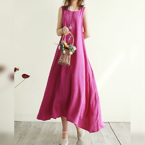 ◈[당일발송] 시원한 심플 플레어 슬리브리스 원피스