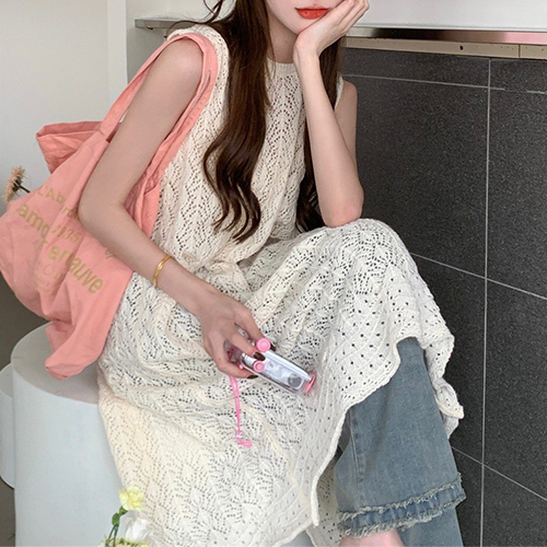 [당일발송]패턴 뒷트임 레이어드 원피스