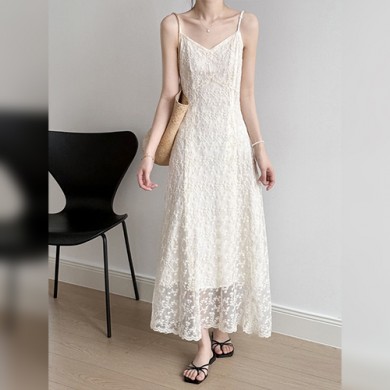 여리핏 레이스 끈나시 원피스