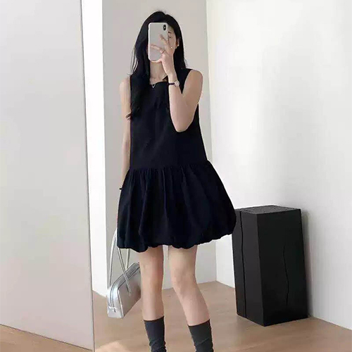 러블리 벌룬 민소매 미니 원피스