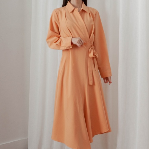  카라 랩스타일 프릴 리본 롱원피스