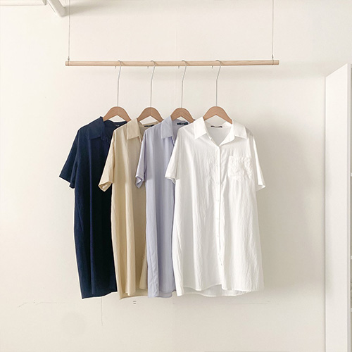 셔츠 스타일 포켓 미니 원피스