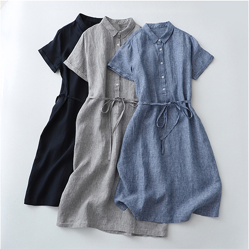 ◈[당일발송] 심플 모던 카라 스트랩 반팔 원피스