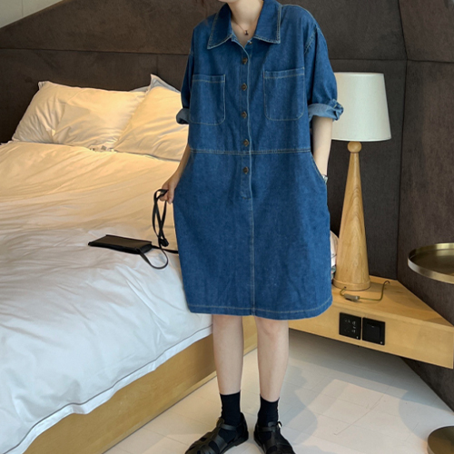 ◈[당일발송] 캐주얼 박시 데님 원피스