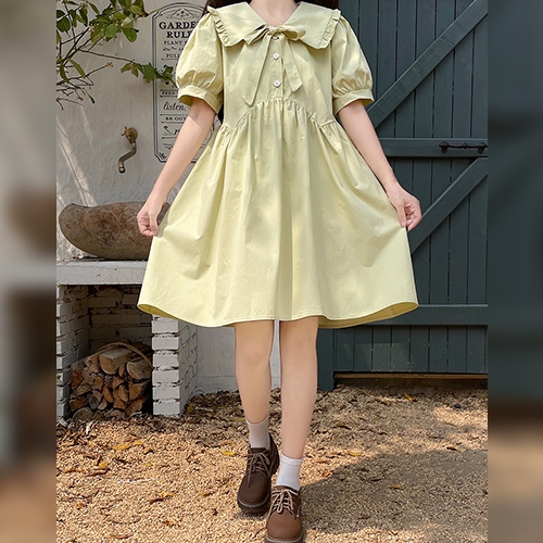 ◈[당일발송] 러블리 리본 카라 원피스