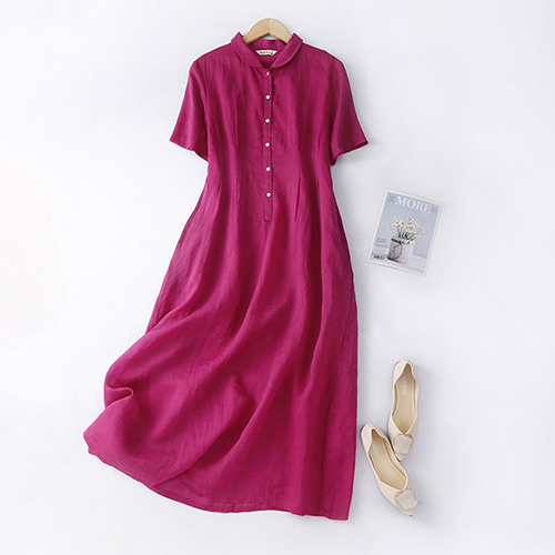 ◈[당일발송] 시원한 핀턱 셔츠 롱 원피스