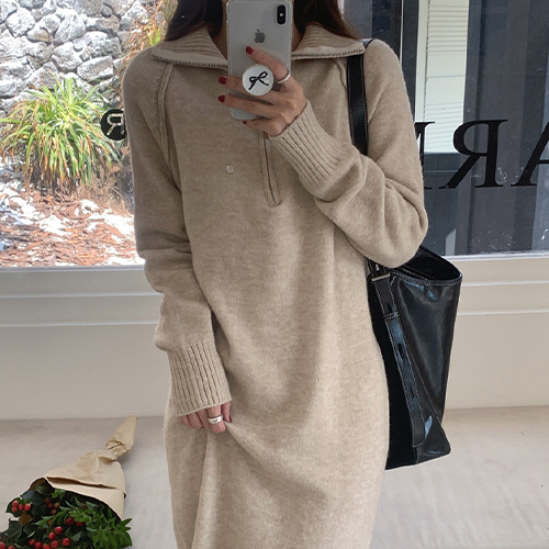 [당일발송] 베이직 집업 니트 원피스 [쿠폰 적용 제외]