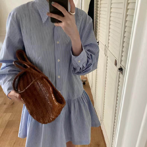 클래식 셔츠 미니 원피스