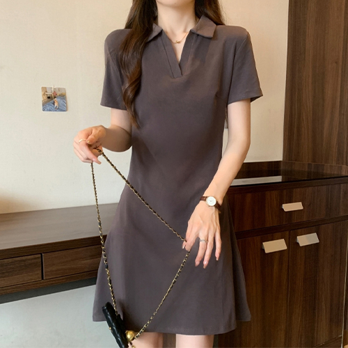 베이직 카라 미니 원피스