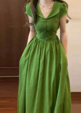 포레스트 브이넥 카라 여름 원피스