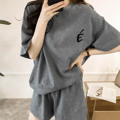 루즈핏 반팔티+밴딩 반바지 트레이닝 세트