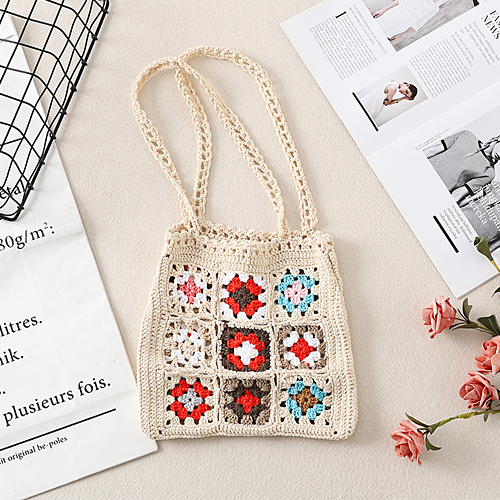 플라워 패턴 뜨게 가방