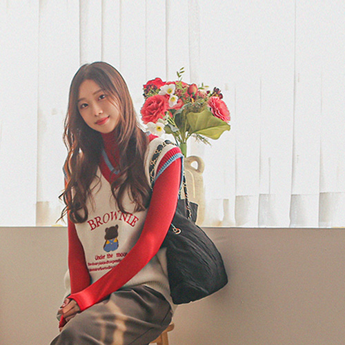 꼬임 니트 체인 숄더백