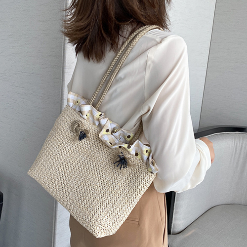 여름 셔링 라탄 숄더백