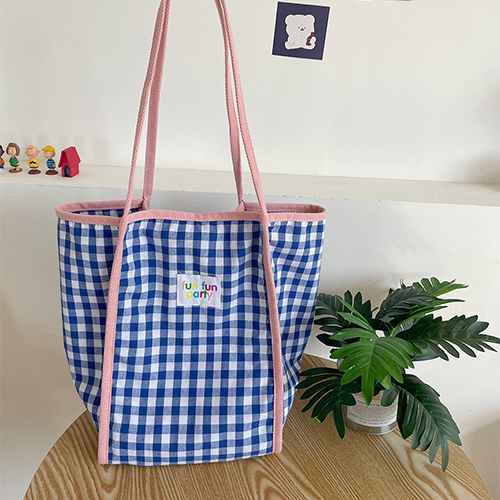 체크무늬 데일리 다용도 에코백