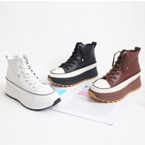 ◈[당일발송]소가죽 통굽 하이탑 스니커즈#