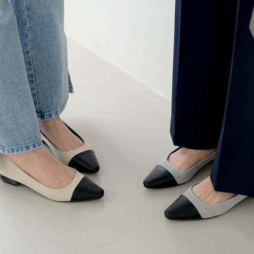 ◈[당일발송] 투톤 로우힐 펌프스#