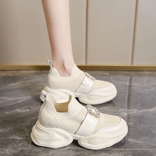 ◈[당일발송] 큐빅 스퀘어 니트 스니커즈