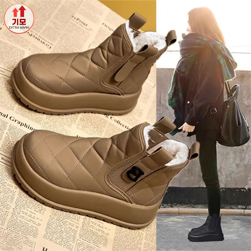 ◈[당일발송] 퀼팅 B로고 기모 앵클 부츠