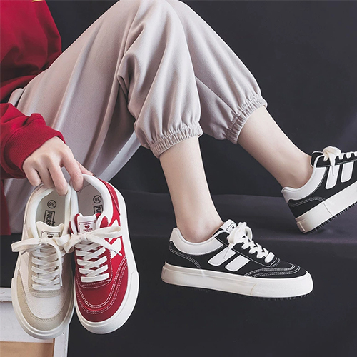 스티치 심플 보드 캔버스화