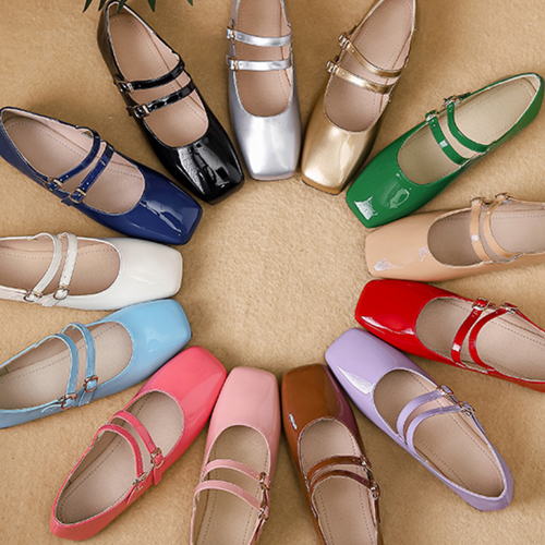 유광 스퀘어토 더블 플랫슈즈