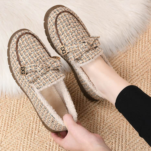 트위드 겨울 털안감 로퍼