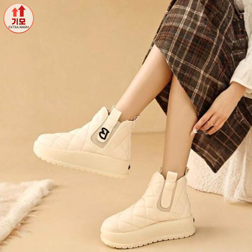 겨울 기모 키높이 퀼팅 앵클 부츠