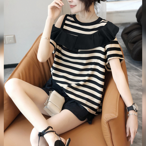 [당일발송] 체크후드 맨투맨 레이어드 트임 티셔츠