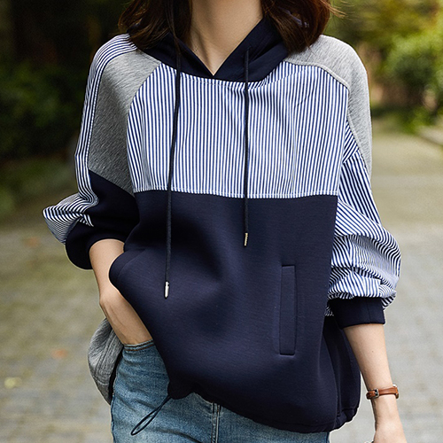 [당일발송][재입고] 스트라이프 스트링 후드티