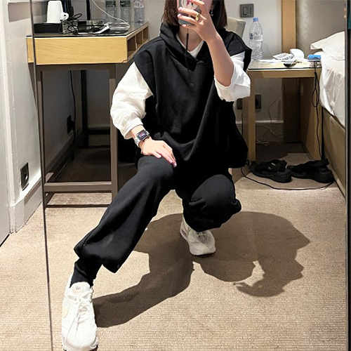 ◈[당일발송] 베이직 루즈핏 후드 베스트