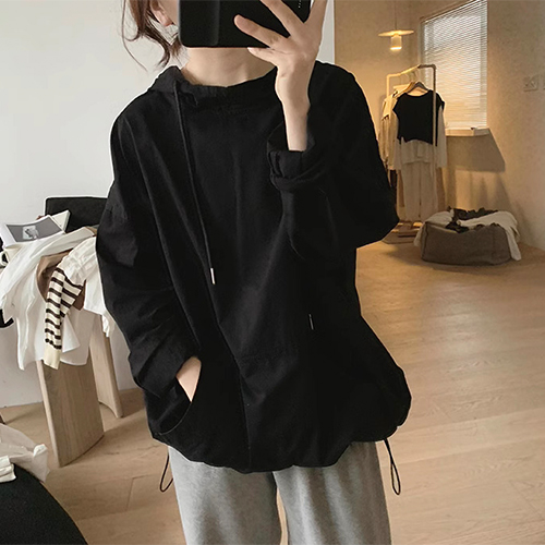 ◈[당일발송] 오버핏 스트링 바람막이 후드 티셔츠