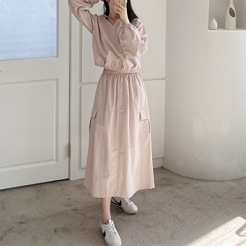 ◈[당일발송] 아노락 후드 맨투맨 건빵 스커트 2SET