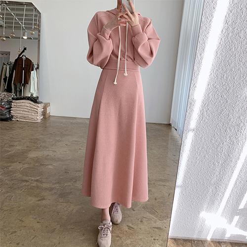 편안한 데일리 무드 후드티&스커트 2SET