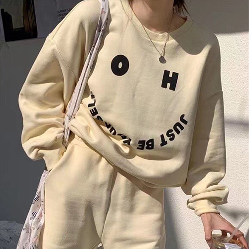 레터링 스마일 맨투맨&조거 팬츠 2SET [일반/기모 2종류]