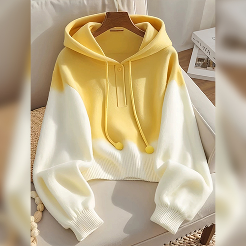 옐로우 방울 니트 후드