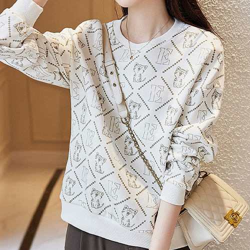 ◈[당일발송] 고양이 레터링 패턴 맨투맨