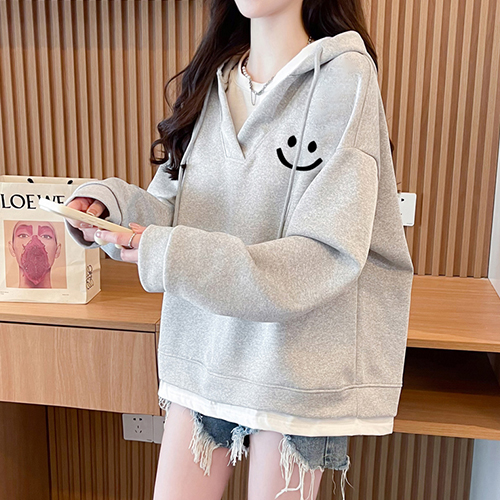 스마일 레이어드 후드티