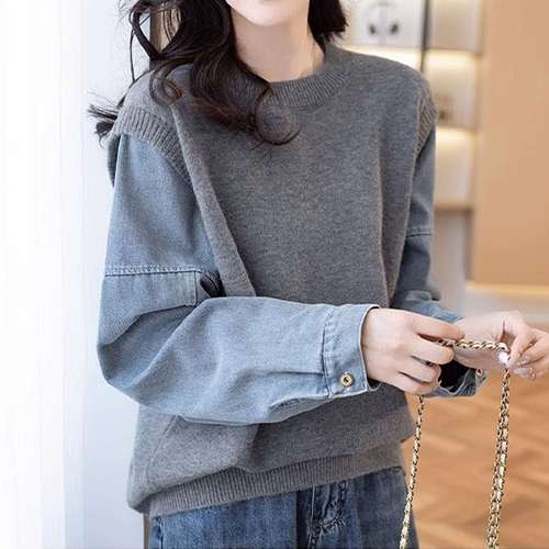 유니크 베스트 레이어 데님 맨투맨