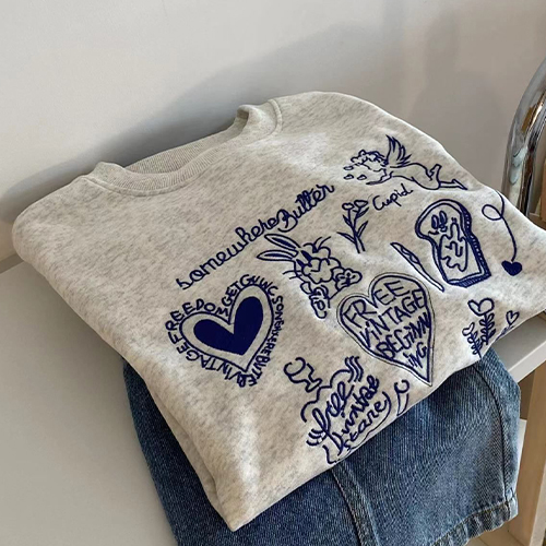 (기모있음 없음 2가지)★일요특가 자정마감 50%★프리 빈티지 자수 맨투맨