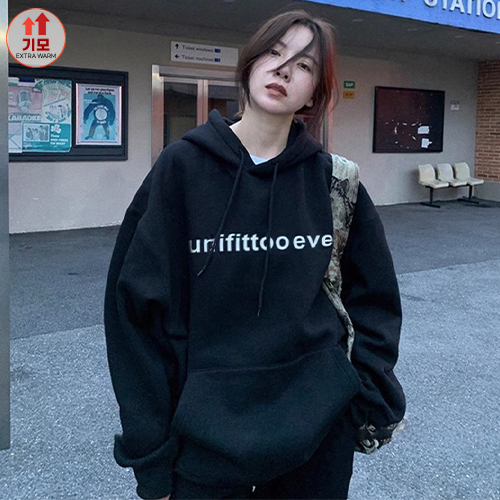 어반 레터링 루즈 기모 후드티