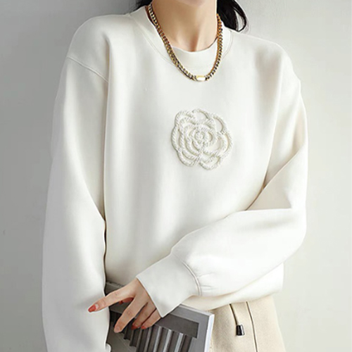 플라워 비즈 루즈핏 맨투맨