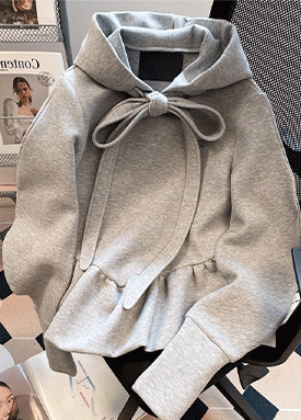 리본 포인트 플레어 후드티