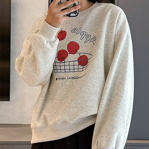 7애플 일러스트 루즈 맨투맨