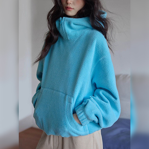 보송 반집업 컬러 포인트 후드티