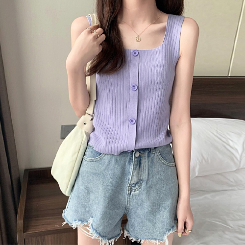 ◈[당일발송] 골지 슬리브리스 나시 니트