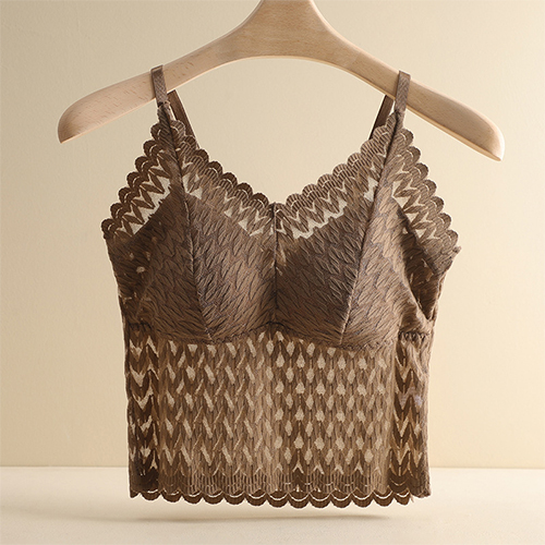 ◈[당일발송] 브라 일체형 크롭 레이스 끈나시