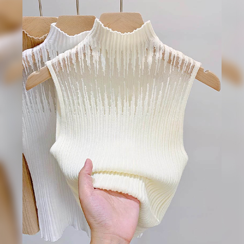 [당일발송] 시스루 골지 폴라 나시탑